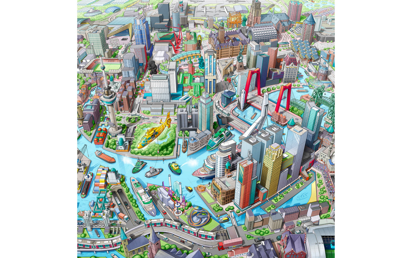 Puzzel Rotterdam in Vogelvlucht - afbeelding 8