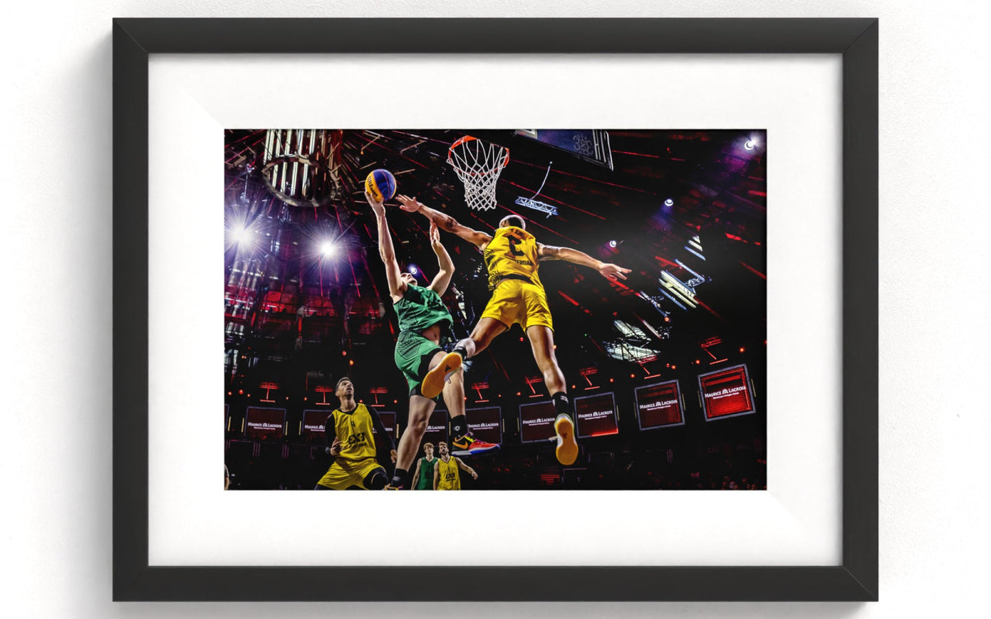 Sportfoto '3 x 3 Basketbal' ingelijst - afbeelding 1